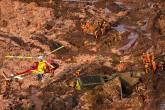 Rescue crew work in a tailings dam owned by Brazilian miner Vale SA that burst, in Brumadinho