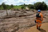 A rescue worker is seen after a dam, owned by Brazilian miner Vale SA, burst in Brumadinho